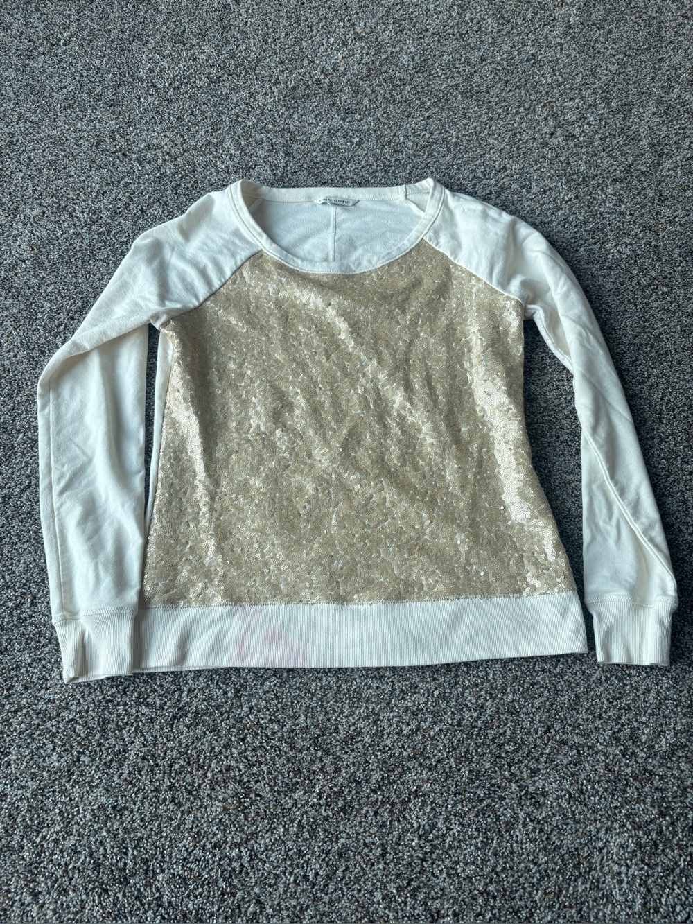 Banana Republic Sequin Sweatshirt Medium Cream Gold Pullover